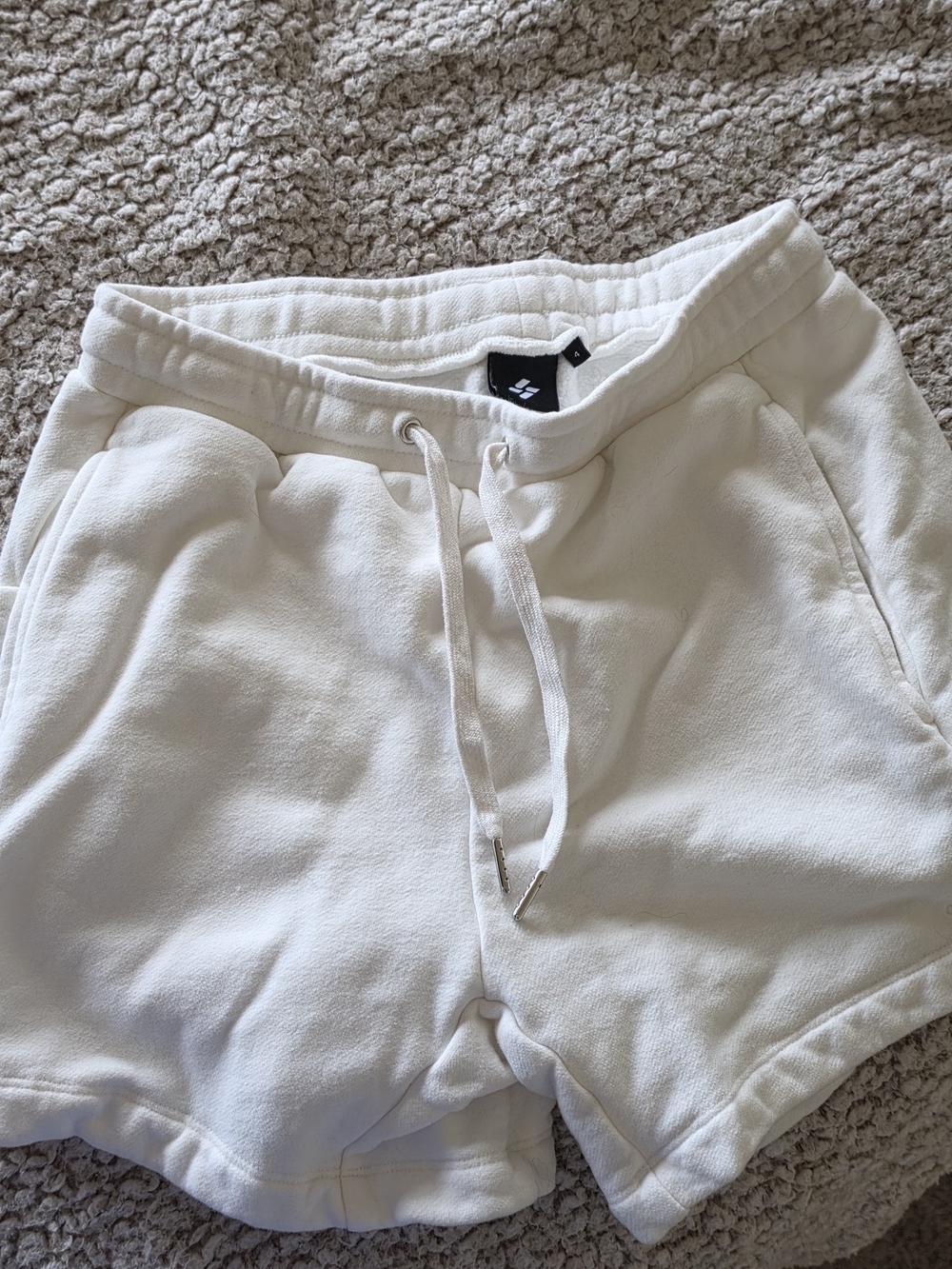 All Wear Organic Women's White Athletic Drawstring Lounge Shorts